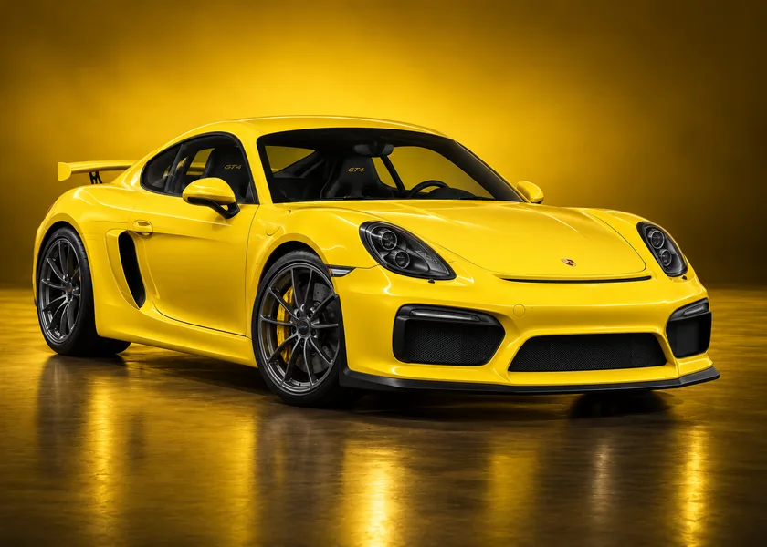 Yellow Porsche Cayman GT4